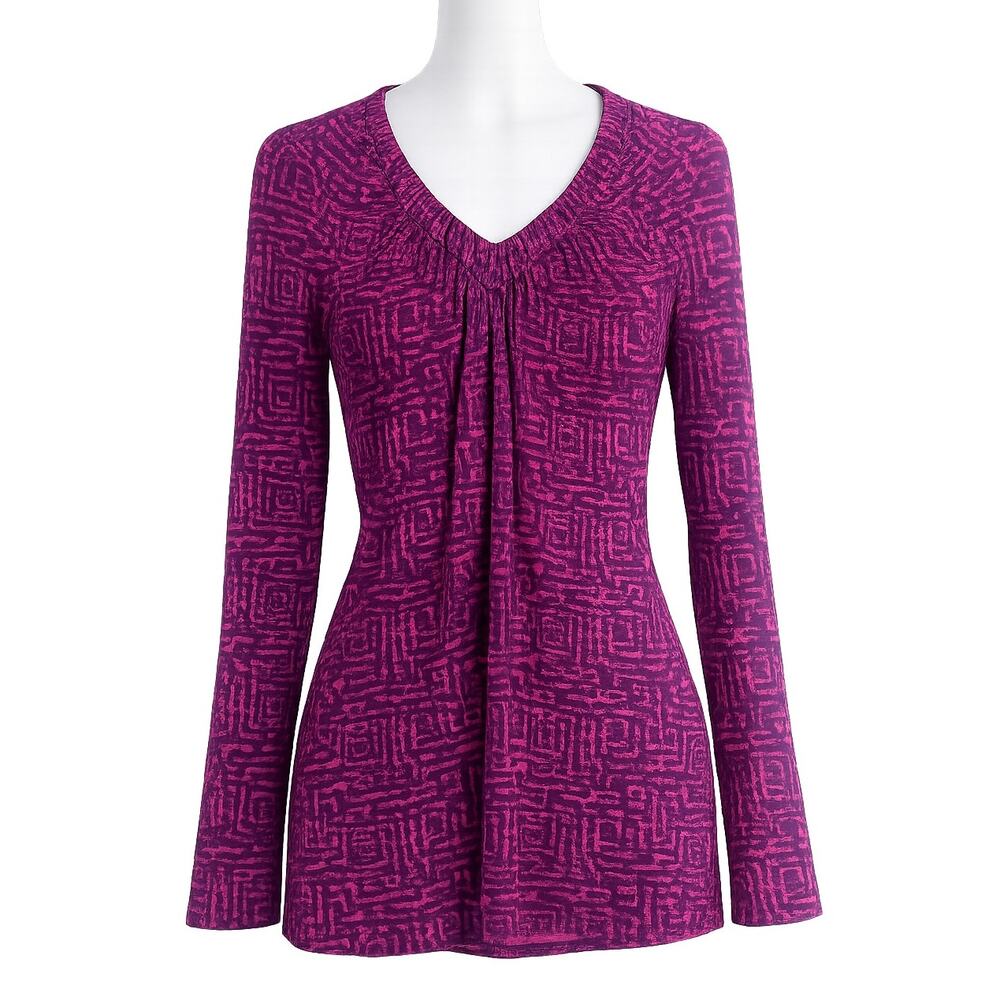 Banana Republic Geometric Print V-Neck Stretch Blouse - Size S